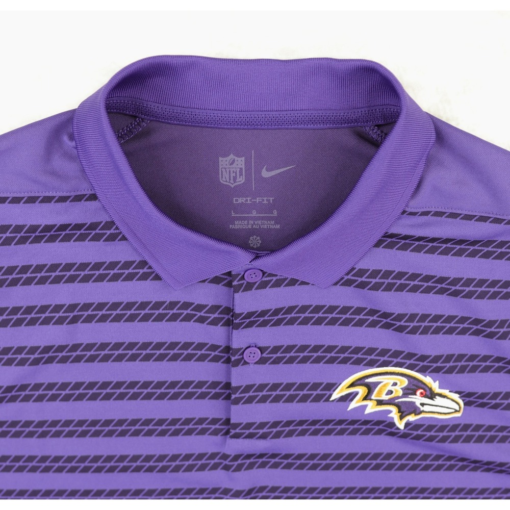 NWT Baltimore Ravens Nike Polo Mens Large Purple Striped NFL Dri-FIT Golf NEW